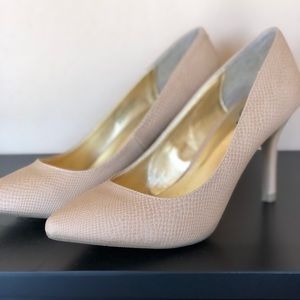 Faux Snake Skin Nude Heels
